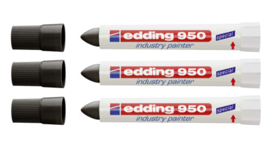 3x Edding 950 industry painter Spezialmarker permanent Strichstärke 10mm schwarz