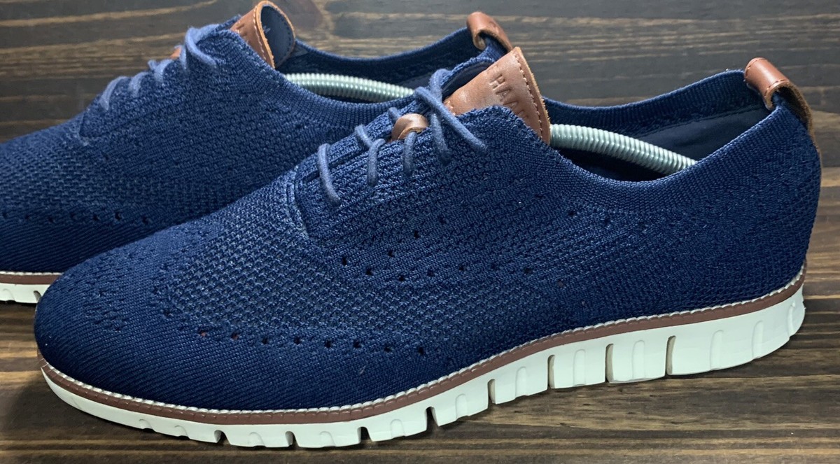 Cole Haan Stitchlite Wingtip Oxford Mens Size 9.5 M Shoes Blue White Dress Sneak Cole Haan Blue Wingtip Dress Shoes for Men for sale | eBay main image 2