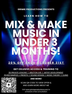 3 Month Music Production & DJ Private Lesson Plan in Ableton Online/In Person