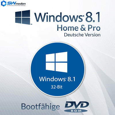 WINDOWS 8.1 HOME + PRO 32-BIT INSTALLATIONS DVD BOOTFÄHIG DEUTSCH REPARATUR