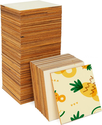 100 Pieces 4X4 Inch Wood Squares Unfinished Basswood Plywood Wooden Sheets 1/8 I