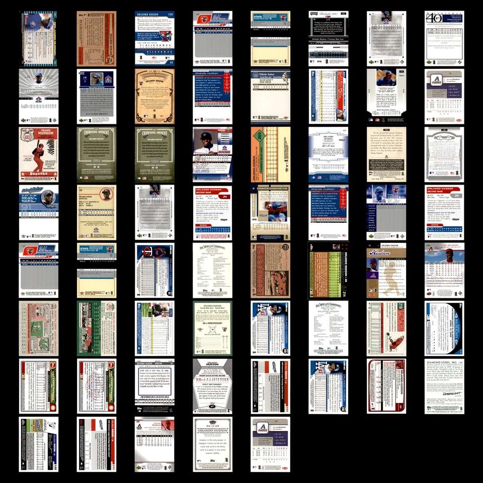 Lote 61 tarjetas de béisbol Orlando Hudson 2002-2011 conjunto Blue Jays/Diamondbacks MLB CASI NUEVO Foto 2 de 4