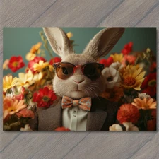Art Print Rabbit Suit Sunglasses Floral Bow Tie Dapper Easter Retro Cool Bunny