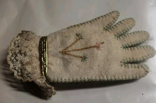 Vintage Baby Toddler Gloves Shower Boy Blue Edges Antique 4.25"