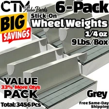 6-Box 1/4oz Grey Balance Wheel Weights Stick-on Adhesive Tape Lead-Free 54 lbs