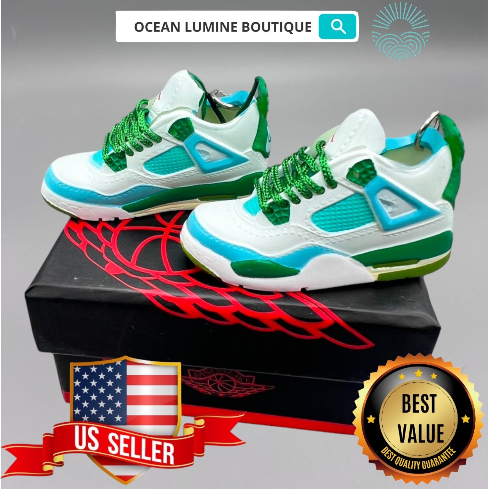 Air Jordan 3D Mini Sneaker Keychain, Shoe Keyring Shoe Box, Display Box Option