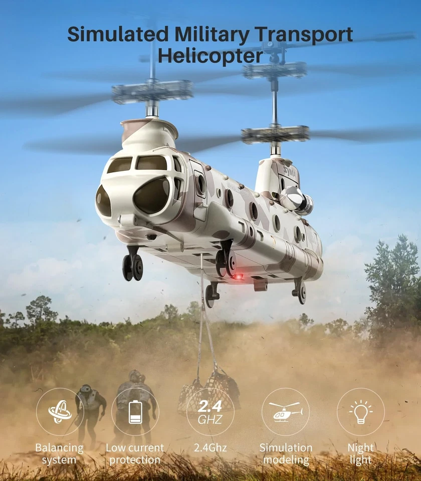 SYMA Remote Control Helicopter, S52H Military Transport RC Helicopter with Al... - Image 2 of 4