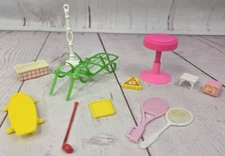 Vtg Lot Doll Accessories Barbie Fashion Racket, Stool, Backpack Frame, Precious