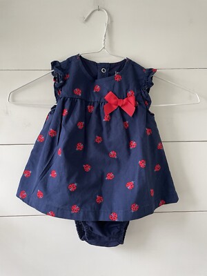 Baby Girl Dress Size 9months Just One You Carter's Ladybugs Red Bow Snap  Close | eBay