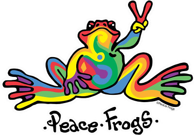 Enjoy It Peace Frogs Multi-Color Peace Frogs Car Sticker, Outdoor Rated Vinyl St