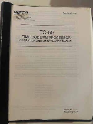 Otari TC-50 Time Code/FM Processor Operation Maintenance Manual M1
