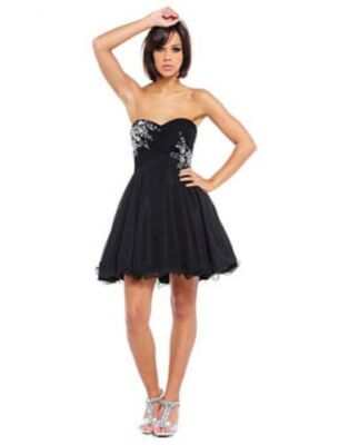 Ruby Abschlussball verziertes Kleid schwarz Damen Größe 12 UVP £179 Box90 FF 05