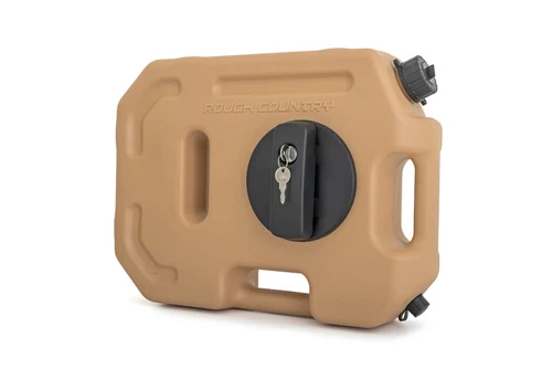 ROUGH COUNTRY Flat Fluid Container TAN Lockable Mount 10 Liter Overland UTV 4x4