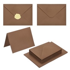 50Pack Light Coffee 5x7 Envelopes, A7 Envelopes with Cards Stickers