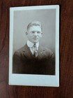Antique RPPC real photo postcard serious man fashion portrait Harvey ND — photo 1