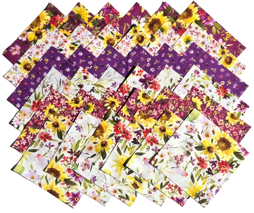 SUMMER GARDEN by Claudia Bianchi for Clothworks - (48) 5" fabric squares set
