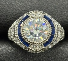 Vintage 3Ct Art Deco Style Lab Created Diamond 14K White Gold FN Engagement Ring