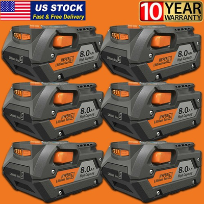 #ad 6PACK For Ridgid R840087 8.0Ah Lithium Battery Rigid 18 Volt R840085 Power Tools $125.32