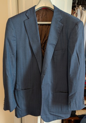 LNWOT Recent Isaia Napoli Blue Herringbone Wool Sport Coat Jacket EU58L (US46L)