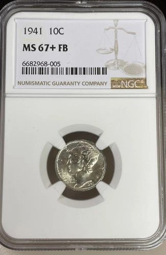 1941 Mercury Dime NGC MS67+FB Full Bands! High End Gem++