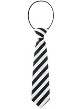 Pre-tied Necktie Colorful Cute Pattern One Size Black White Chunky Stripe