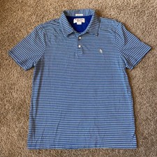 Original Penguin Munsingwear Polo Shirt Mens L Classic Fit Blue Striped Golf