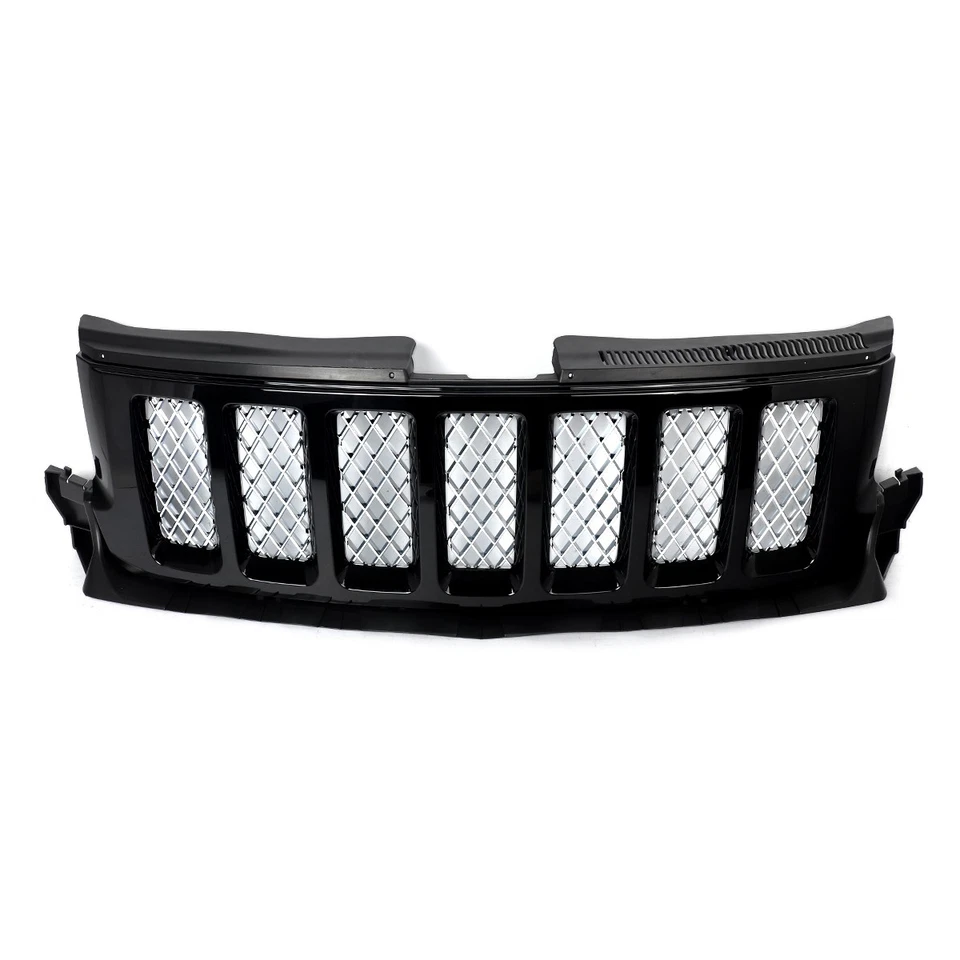 Satin Mesh Gloss Black Front Upper Grille Grill For 2011-13 Jeep Grand Cherokee Foto 2 de 4