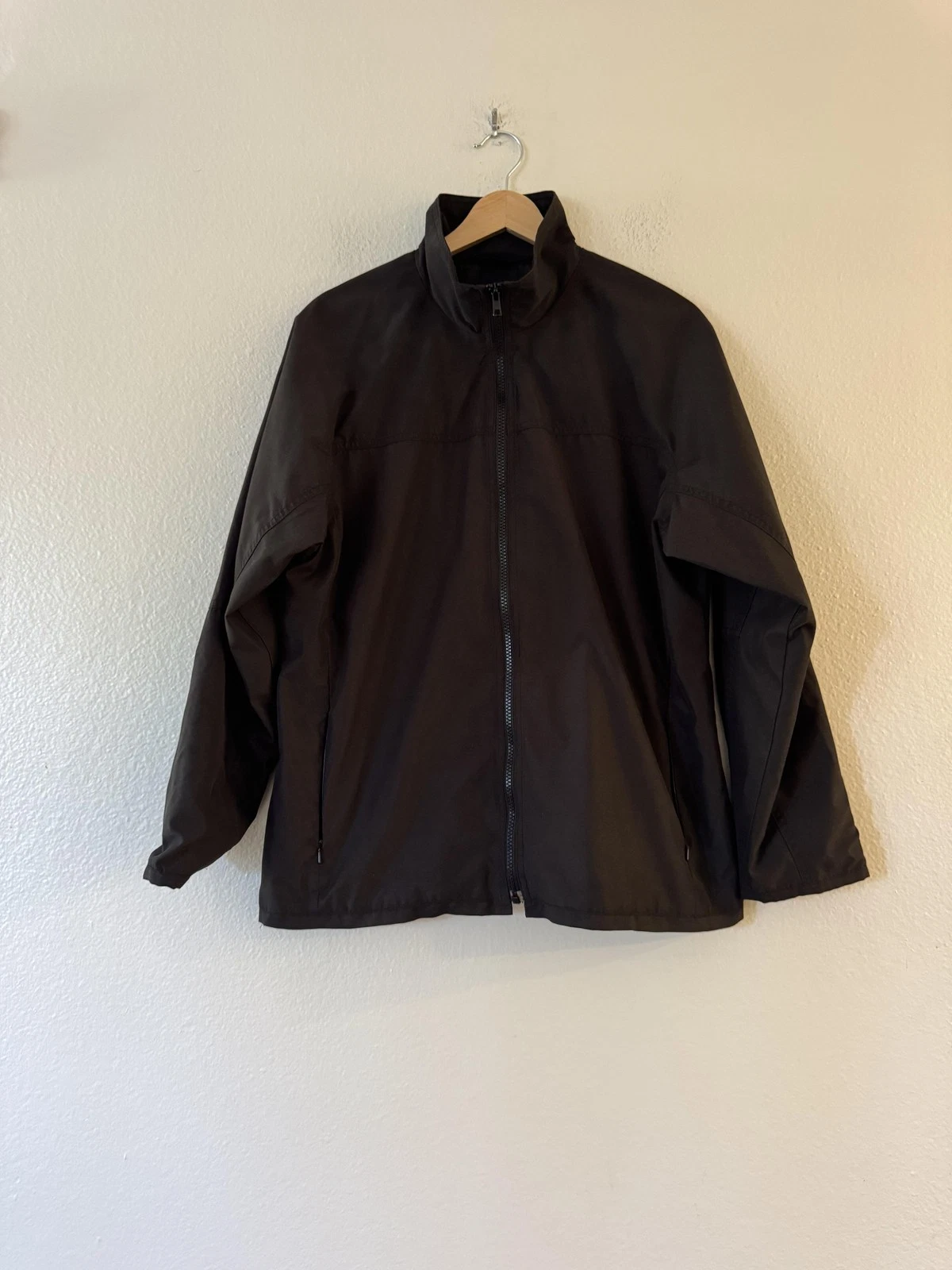 Aureus Jacket Mens Large Brown Microfiber Full Zip Lined Casual Windbreaker