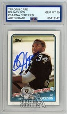 Bo Jackson 1988 Topps Football Autograph Rookie Card #327 PSA/DNA 10