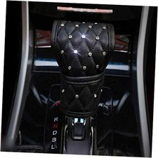Black Leather Gear Shift Knob Cover with Bling Bling Gear Shift Stick Protector