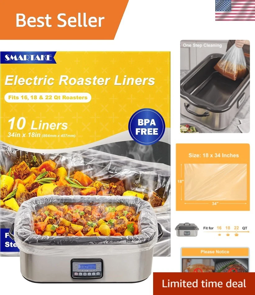 Electric Roaster Liners, 10 Count Disposable Roaster Liners, Fits 16, 18, 22 ...