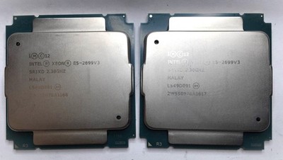 PAIR - Intel Xeon E5-2699 v3 SR1XD 2.30GHz 18-Core 45MB LGA 2011-3 Server CPU