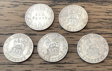 Lot Of 5 1909  1911 1911 1913 And 1925 Great Britain Six Pence Silver Coins