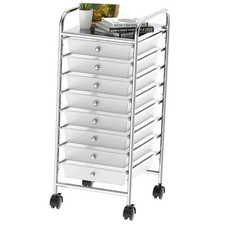 Utility Cart with Rolling Storage Art Craft Organizer 8 Drawers Chrome