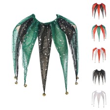 1Pc Christmas Collar Mesh Pointed Clown Collar Jester Necklaces with Jingle Bell
