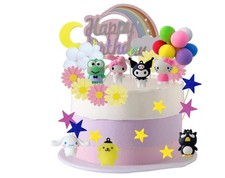 36pcs Kitty Cake Topper Rainbow Balloon Hello kuromi Birthday Party Cake Decorat