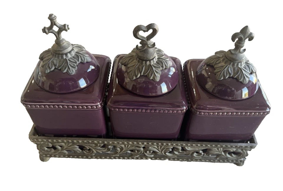 Gracious Goods Colección Hoja de Acanto 3 Botes Borgoña Set Fe Amor Esperanza Foto 2 de 4