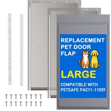 3-Flap Dog Door Replacement Insulated Flap with Large, Smoky Translucent