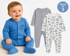Mothercare Baby Boys Sleespuits 3 Pack 100% Cotton Blue Animals NB, 0-1, 1-3 3-6