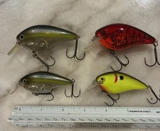 Lot Of 4 Unmarked Strike King KVD Squarebill Crankbait Fishing Lures USED Cond