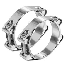 2pcs T-Bolt Hose Clamp 2.6-3" Double Head Adjustable Tube Clamps