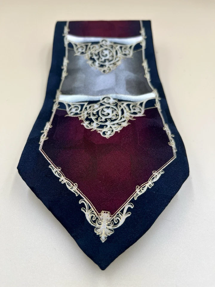 Corbata de cuello vintage Forte hecha a mano 100 % seda para hombre hecha en Corea Art Deco geométrica Foto 2 de 4