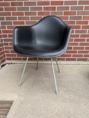 Vintage Herman Miller Eames Fiberglass Armchair Upholstered Pad H-Base MCM