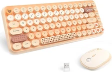 AJAZZ Typewrite Wireless Keyboard and Mouse Set 2.4G USB,84 Keys,Round Keycaps