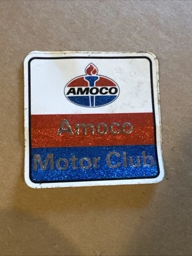 Vintage AMOCO American Oil Motor Club Drive Metallic Window Emblem 2.75 x 2.75