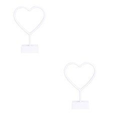 Image of 2 Pieces Heart Neon Light Table Lamp for Bedroom Sign with Stand