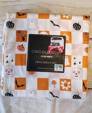 NIP Cynthia Rowley Halloween Twin 3pc Sheet Set, Pumpkins, Bats, Spiders, Ghost