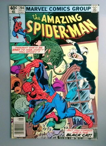 Amazing Spider-Man #204 VF/NM Black Cat Newsstand Edition Marvel 1980
