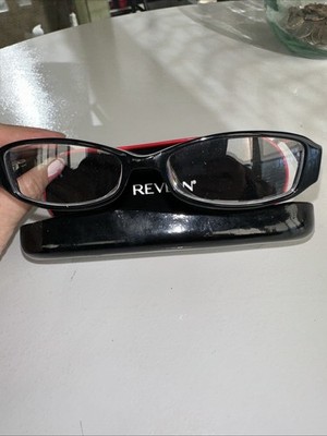 Lucy By Ideal Optics Frames Reading Black & White Revlon Case Hard Shell Red