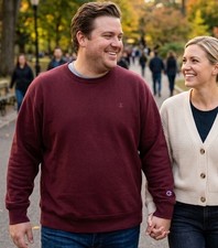 Champion Powerblend Fleece Crewneck Mens XXL Maroon Burgundy Sweatshirt S0888